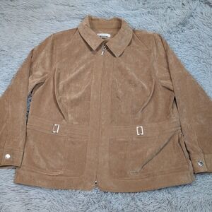 CJ Banks Jacket‎ Womens 1X Brown Pockets Comfort Zip Up Lightweight Preppy